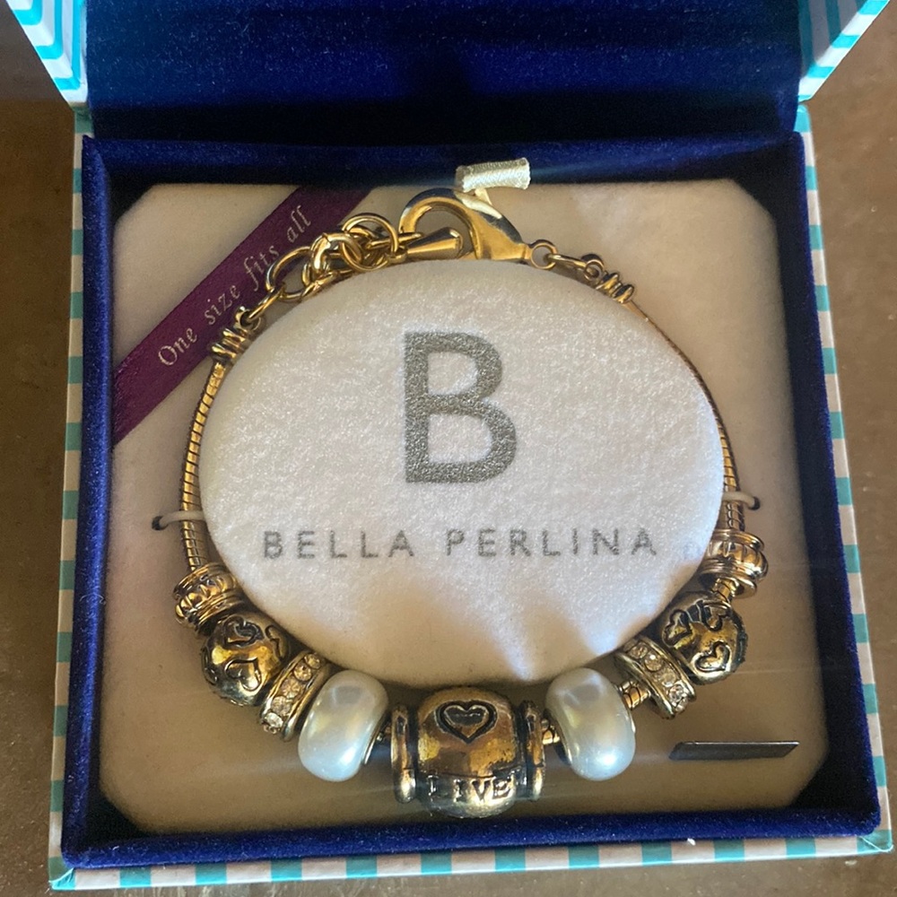 Bella Perkins bracelet with Crystal and metal removable beads gold